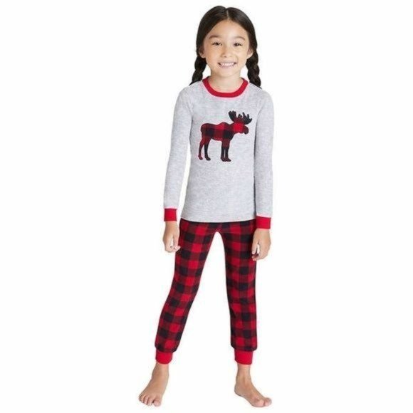 NWT Eddie Bauer with a plaid Moose Pajama Set Boys Girls Unisex 3T - Picture 10 of 10